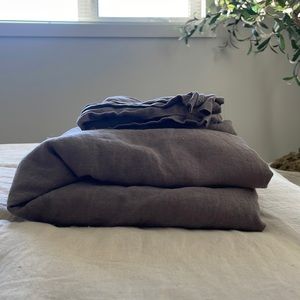 Brunelli 100% Linen Duvet and Shams - Dark Grey